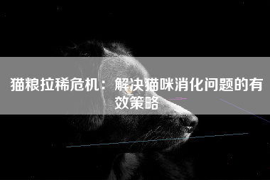 猫粮拉稀危机：解决猫咪消化问题的有效策略